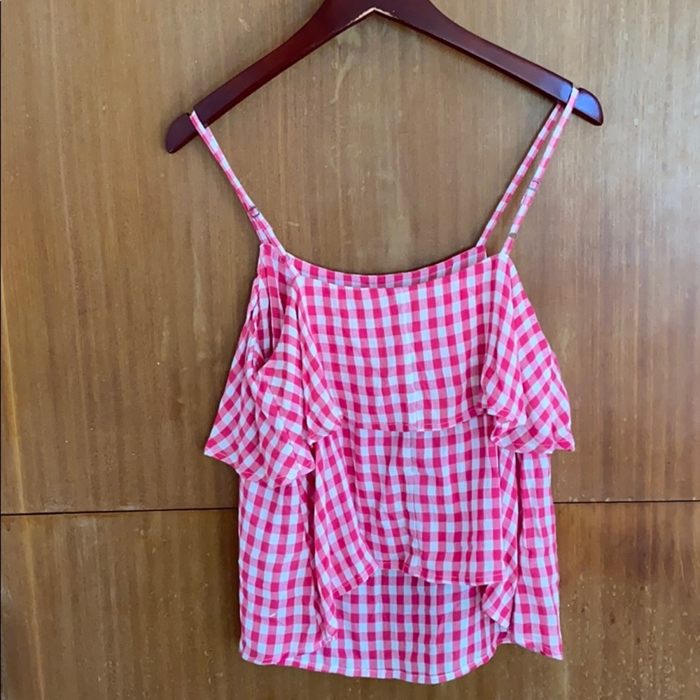 🔥3/$10 ⭐️NWT Abound Gingham Tiered Tank - Picture 4 of 6